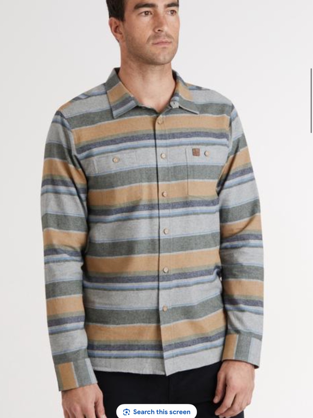 Hippy Tree Men's Striped Button-Up Shirt Tan Gray NWOT Large flannel Gorpcore